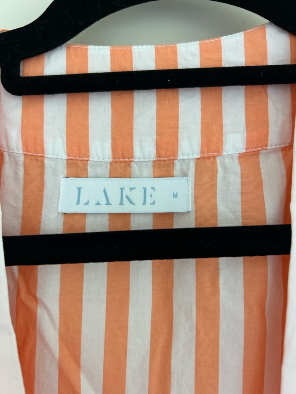 LAKE Striped Robe in Coral & White